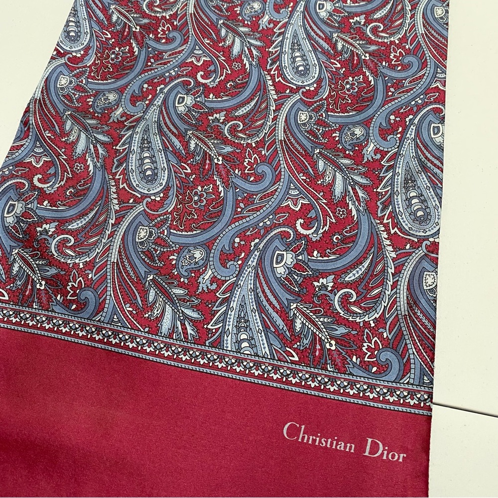 Christian Dior Red and Blue Paisley Scarf